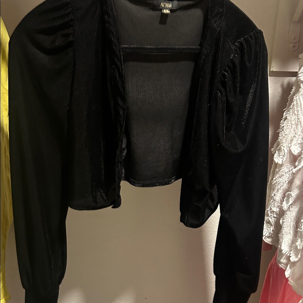 AFRM Elegant Black Velvet Bolero